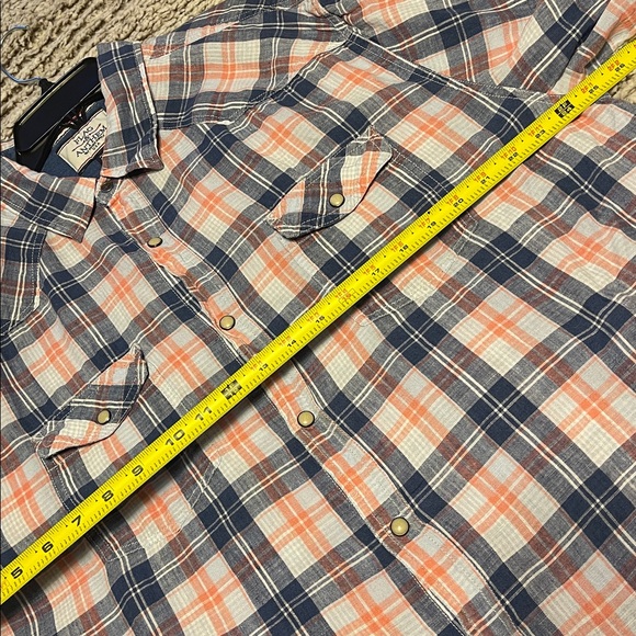 Plaid Button-Down Shirt in Blue and Peach - Picture 10 of 13